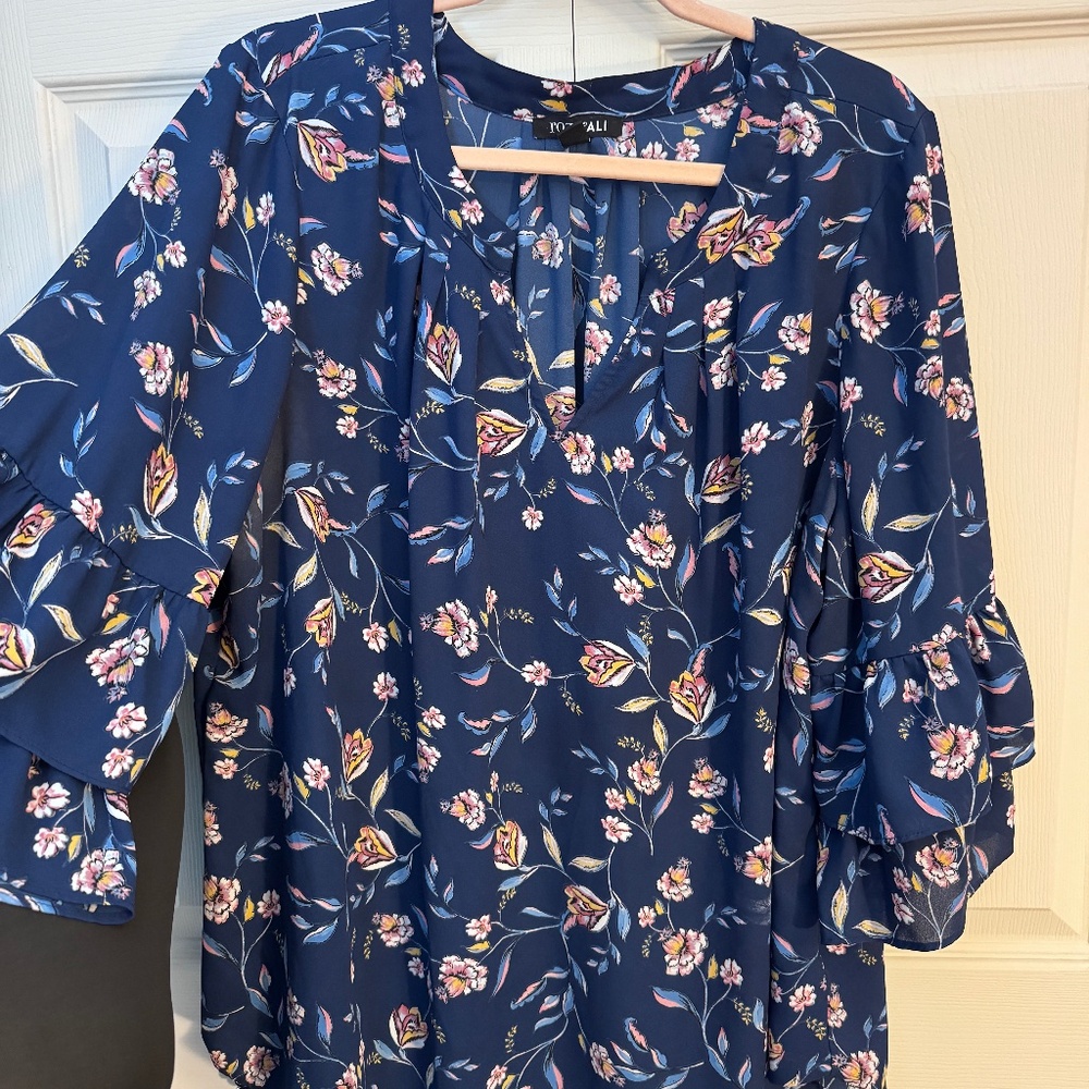Roz & Ali 3/4 Ruffled Sleeve Floral 2x